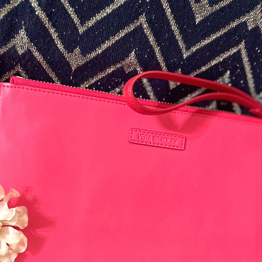 Vera Bradley Vibrant Pink , White and Red Leather Wristlet NWOT - Picture 5 of 10